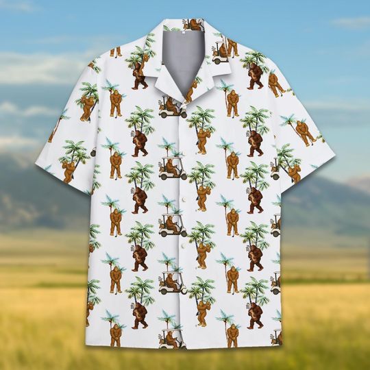 Discover Bigfoot Hawaiian Shirt Men Women Youth, Short Sleeve Button-Up Tropical Beach Summer Vacation Shirt