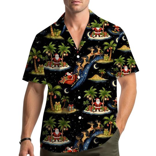 Santa Tropical Christmas Hawaiian Shirt Men Women Youth