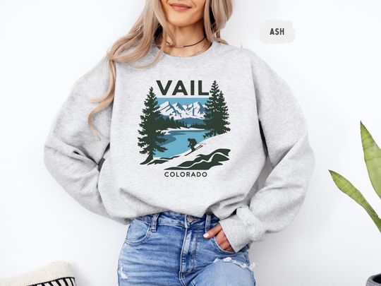 Vail Colorado Ski Sweatshirt, Winter Mountains Apparel, Gift for Skiers, Snowboarders, Mountain Lovers, Ski Resort