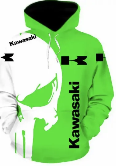 Discover Kawassakii hoodie men’s new Green Black Logo Sweatshirt New Double Sided