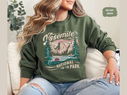 Discover Vintage Yosemite Sweatshirt, Yosemite Sweatshirt, Yosemite National Park Sweater, Yosemite Retro shirt, Yosemite Crewneck, Granola Girl gift