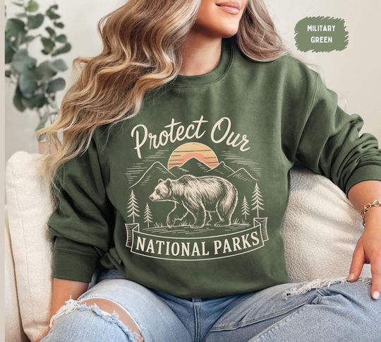 National Parks Advocacy Sweatshirt, Environmental Conservation Jumper, Outdoor Nature Lover Gift, Earth Day Shirt, Eco-Friendly Crewneck