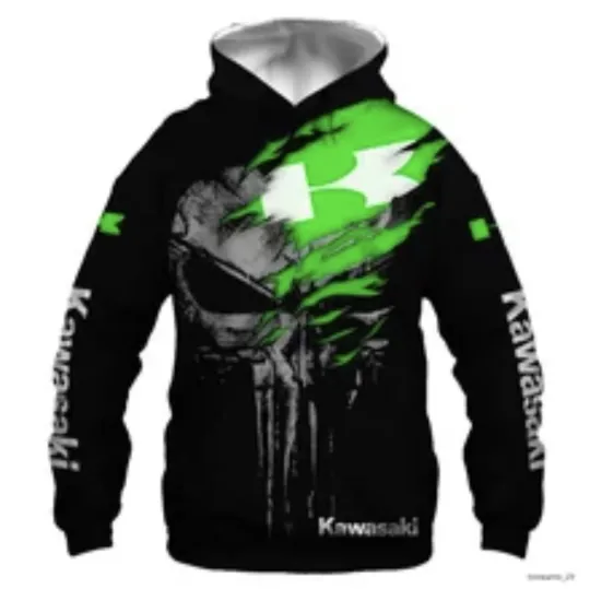 Discover Kawassakii hoodie Men new Green Black Logo Sweatshirt New Double Sided