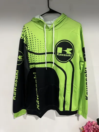 Discover Kawassakii hoodie men’s new Green Black Logo Sweatshirt