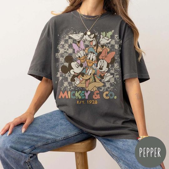 Discover Vintage Mickey & Co Est 1928 Shirt, Retro Mickey And Friends Shirt, Disneyland Shirt, Disneyworld Shirt, Disney Trip Shirt,Disney 2025 Shirt