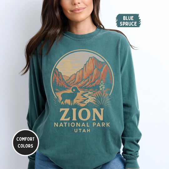 Discover Retro Zion National Park Long Sleeve T-Shirt, Vintage Tee, Outdoor Adventure Shirt, Unisex Top, Nature Lover Gift