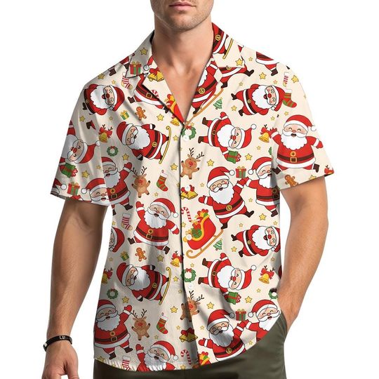 Discover Christmas Santa Reindeer Elf Hawaiian Shirt Men Women Youth