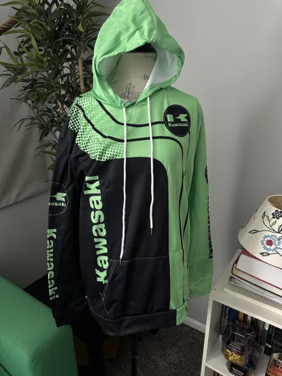Discover Kawassakii hoodie men’s new Green Black Logo Sweatshirt NEW