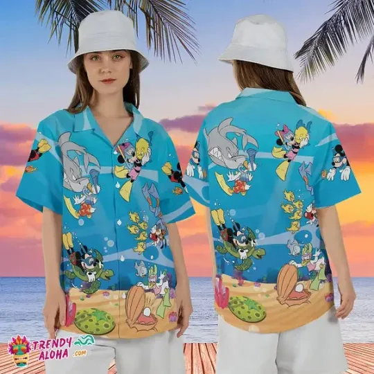 Discover Disney Dive Mickey Friends Beach Holiday Trip Hawaiian Shirt