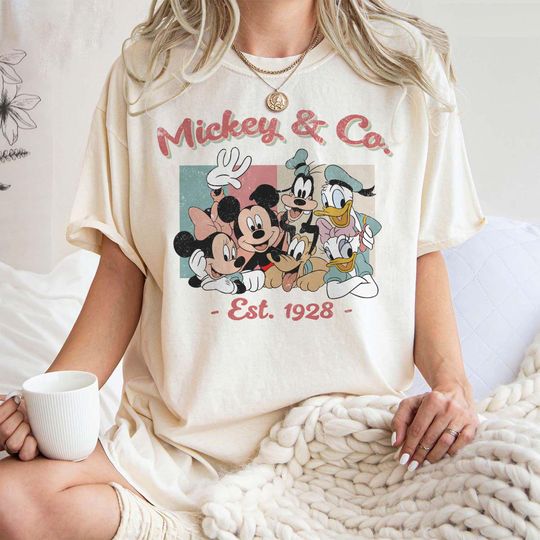 Discover Vintage Mickey And Friends Est 1928, Retro Disney Shirt, Women Disney Shirt, Disney Vintage Shirt, Disney Family Shirt, Disneyland Shirt