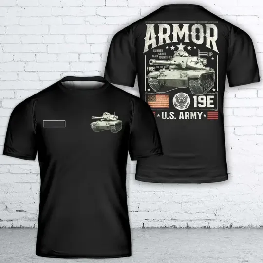 Discover Custom Name US Army M60A3 Tank 19E ARMOR T-Shirt 3D