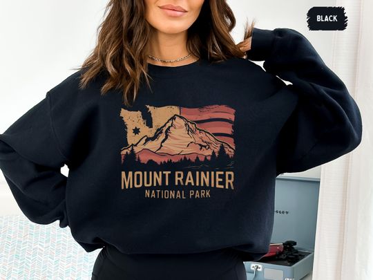 Discover Vintage Mount Rainier National Park Sweatshirt, Washington Map Sweater, Mount Rainier National Park gifts Mount Rainier Souvenir Hiking&nbsp;tee
