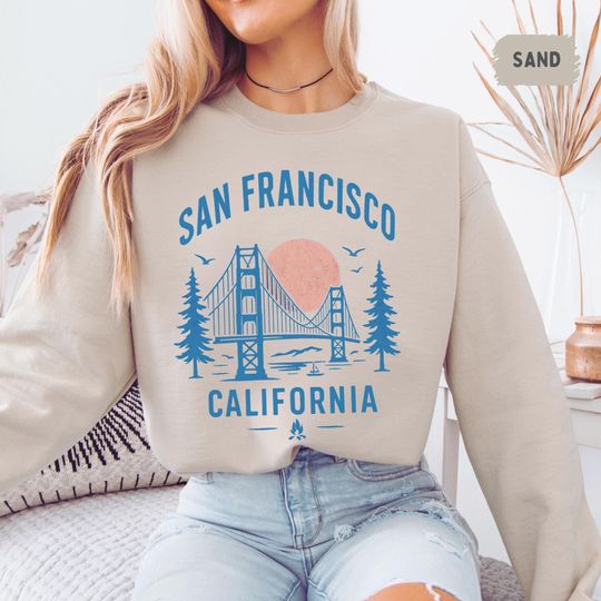 Discover Vintage San Francisco Sweatshirt, Retro San Fran Jumper, Classic SF Pullover, Unisex Bay Area Crewneck Golden Gate Old School California Top
