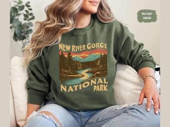 Discover New River Gorge National Park Sweatshirt, West Virginia Sweater, National Park Sweat, Explore America Tee, Mountain Sweatshirts Travel gift