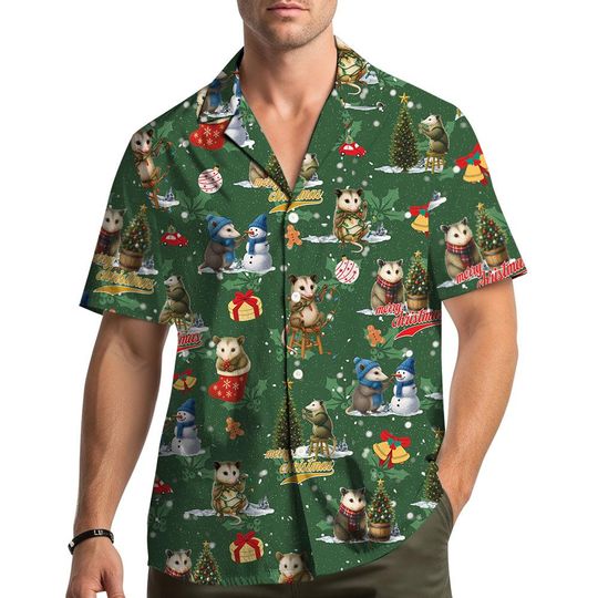 Discover Possum Christmas Hawaiian Shirt Men Women Youth Short Sleeve Aloha Shirt