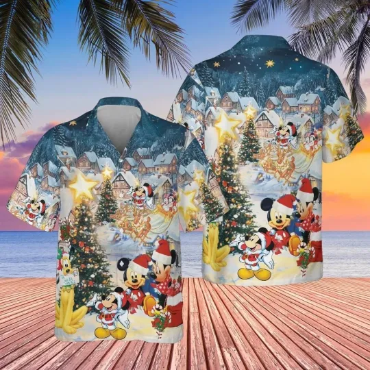 Discover Disney Mickey Christmas Town Unisex Hawaiian Shirt