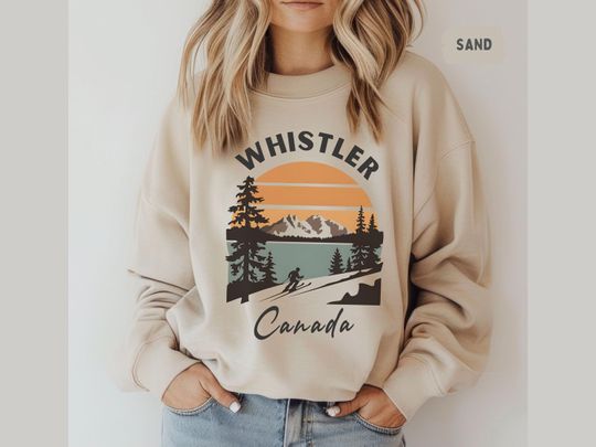 Discover Whistler Canada Ski Sweatshirt - Winter Mountain Crewneck Jumper, Snowboarding Gift, Ski Resort Apparel, Mountain Adventures