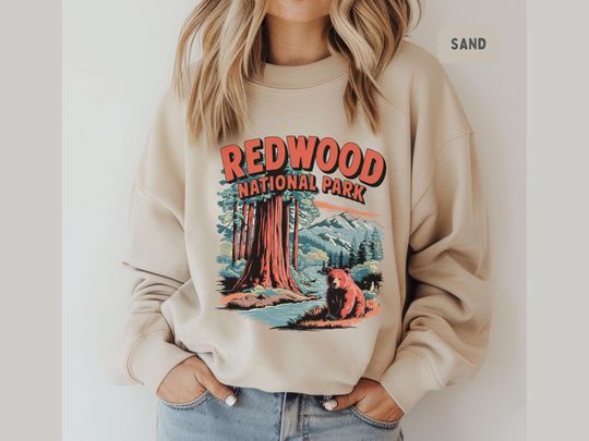 Vintage Redwood National Park Sweatshirt, Retro Redwoods Sweatshirt, Nature Lover Gift, Outdoor Hiking Apparel, Forest