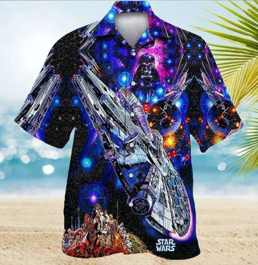 Discover Disney Star Wars Darth Vader Millennium Falcon Galaxy Hawaiian Shirt