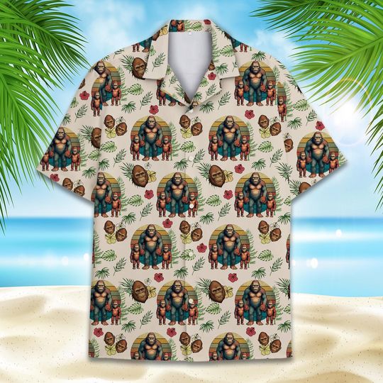 Discover Vintage Bigfoot Family Hawaiian Shirt for Men and Women
