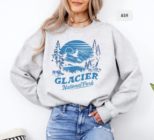 Glacier National Park Sweatshirt, Mountain Adventure Sweatshirt, Outdoor Nature Hike Clothing, Travel Wanderlust Gift, National Park