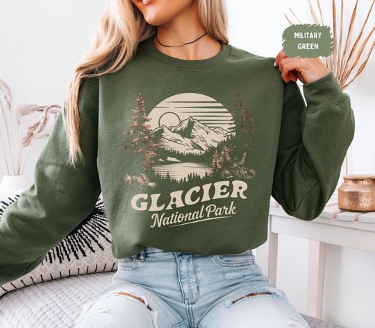 Discover Glacier National Park Sweatshirt - Mountain Adventure Unisex Crewneck, Outdoor Nature Hike Clothing, Travel Wanderlust Gift, National Park