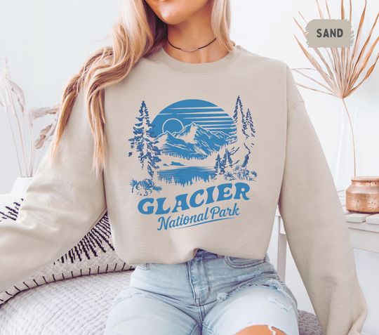 Discover Glacier National Park Sweatshirt - Mountain Adventure Unisex Crewneck, Outdoor Nature Hike Clothing, Travel Wanderlust Gift, National Park
