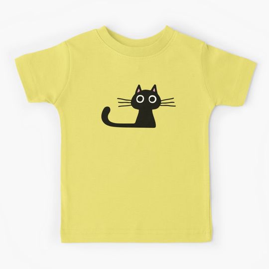 Discover Cutie Kitty Cat Wide Eyed Black Kitten Kids T-Shirt