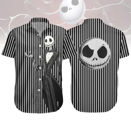 Discover Disney Nightmare Before Christmas Jack Skellington Cosplay Stripe Hawaiian Shirt