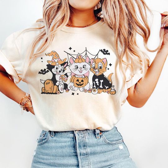 Discover The Aristocats Marie Toulouse Berlioz Disney Halloween Shirt, Funny Pumpkin Shirt, Disney Halloween Party, Halloween Cat Lovers