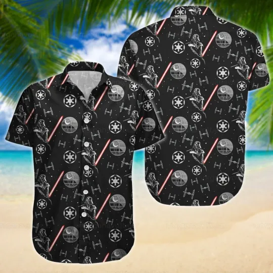 Discover Disney Star Wars Summer Starwars Space Ships Black Aloha Hawaiian Shirt
