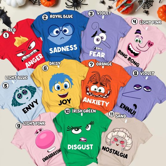 Discover Inside Out Characters Shirts, Inside Out 2 Shirt, Inside Out Group Matching, Disneyland Shirt, Inside Out Family Party Shirt,Joy Anger Envy
