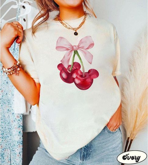 Discover Cherry Coquette Comfort Colors Shirt, Valentines Day Cherry Shirt, Disney Coquette and bow Tee, Minnie girlie y2k Shirt, Valentines Day Gift