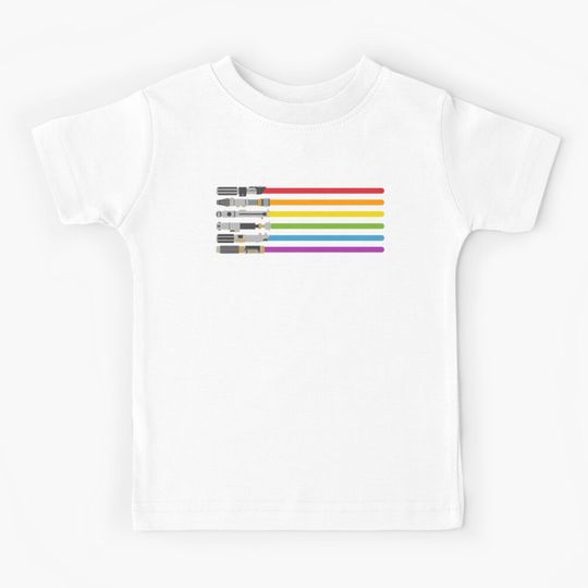 Discover Lightsaber Rainbow Kids T-Shirt