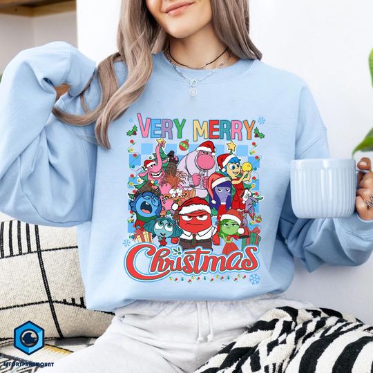 Discover Inside Out Very Merry Christmas Shirt, Inside Out Christmas Shirt, Inside Out 2 Emotions Sweatshirt, Inisde Out Holiday Christmas Party