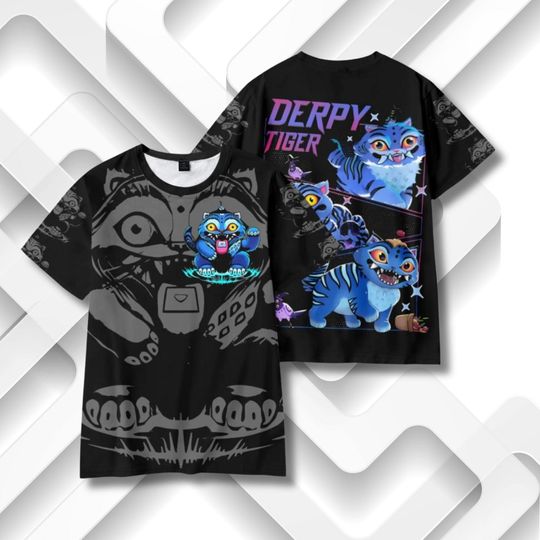 Discover K-Pop Anime T-Shirt: 3D Derpy Tiger Graphic, Cosplay Streetwear