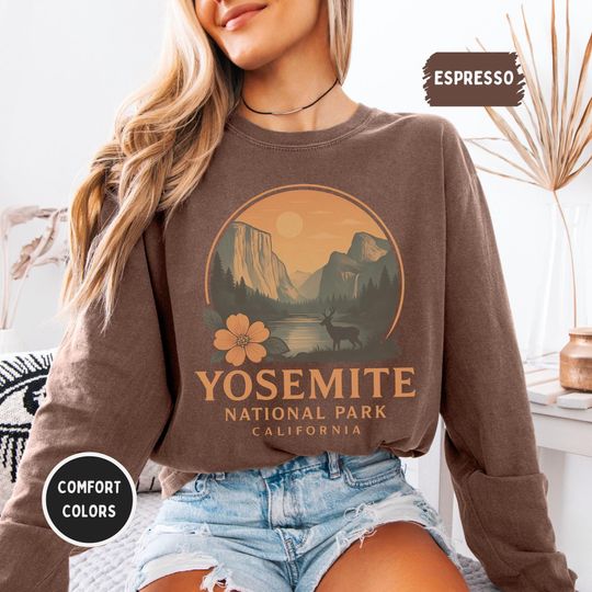 Retro Yosemite National Park Sweatshirt, Vintage Mountain Lover Gift, Outdoor Enthusiast Apparel, Nature