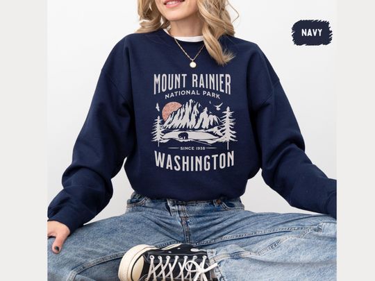 Mount Rainier National Park Sweatshirt, Vintage Washington Sweatshirt, Mount Rainier National Park gift, Mount Rainier Souvenir