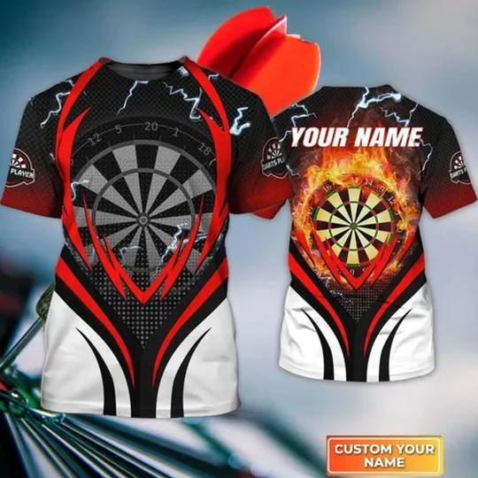 Discover Dartboard Flame Personalized Name 3D Tshirt For Darts Team