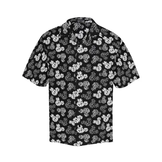 Discover Disney Mickey Black And White Animal Black Hawaiian Shirt