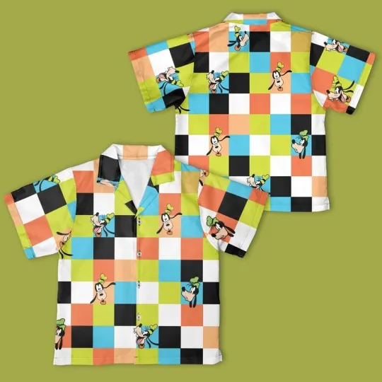 Discover Disney Mickey & Friends Goofy Checkerboard Halloween Hawaiian Shirt