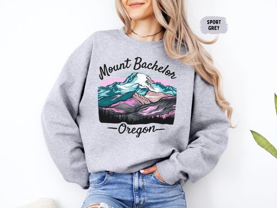 Discover Mount Bachelor Sweatshirt - Cozy Mountain Graphic Crewneck, Oregon Ski Resort Apparel, Winter Sports Jumper, Mountain Lover Gift,