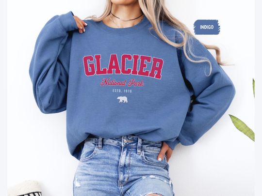 Glacier National Park Sweatshirt, Montana Sweatshirt, Retro Montana National Park gift