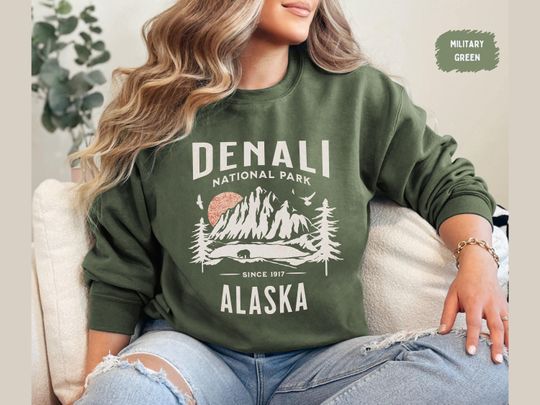 Denali National Park Sweatshirt, Alaska Sweater, Retro Alaska National Park gift, Denali Park Souvenir Alaska cruise