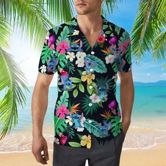 Discover Disney Stitch Join In Paradise Black Hawaiian Shirt