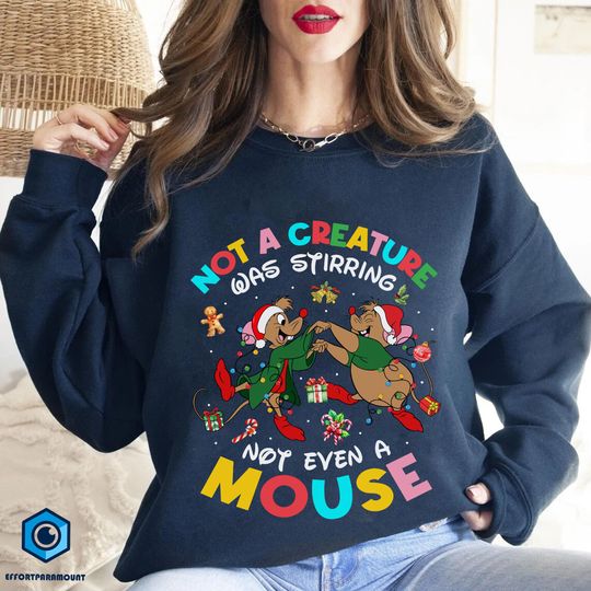 Discover Jaq And Gus Gus Christmas Shirt, Jaq And Gus Gus Xmas Sweatshirt, Double Trouble Christmas Tee, Not A Creature Was Stirring Not Even A Mouse