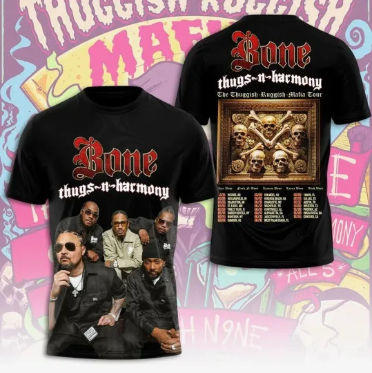 Bone Thugs-N-Harmony The Thuggish-Ruggish-Mafia Tour 2025 3D T-Shirt1