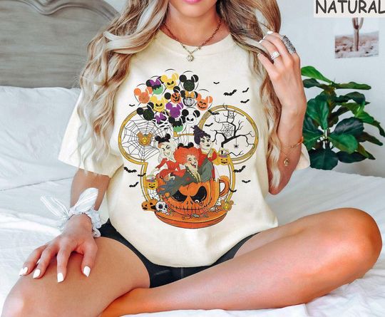 Discover Retro Hocus Pocus Teacup Balloon Shirt, Sanderson Sisters T-shirt, Disney Witch Tee, Disney Scary Movie, Disneyland Halloween Trip 2024 Gift