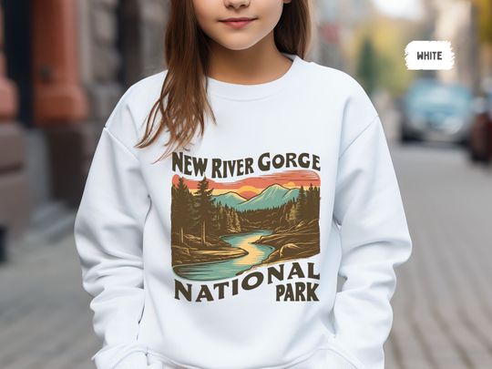 New River Gorge Youth Crewneck Sweatshirt, West Virginia kids Sweatshirt, National Park Sweatshirt