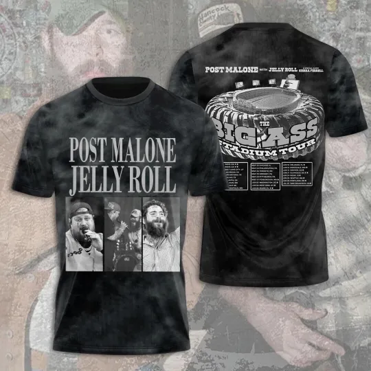 Post Malone 3D Tshirt Post Malone and Jelly Roll Best Gift Shirt